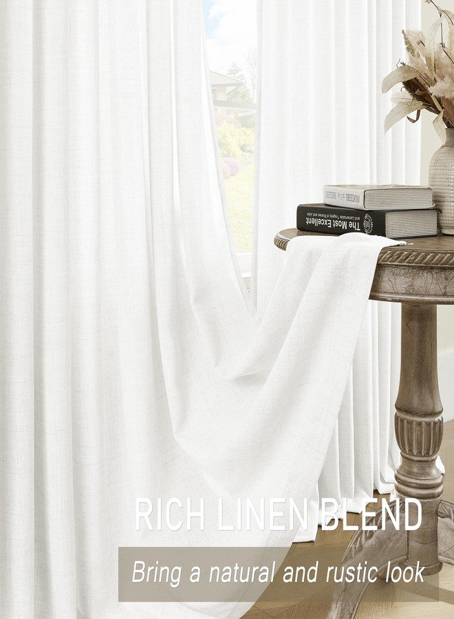 MASWOND White Pinch Pleated Semi Sheer Curtains 52W x 90L Inches, Linen Light Filtering Window Curtains for Living Room Bedroom, Pinch Pleat Drapes Easy Hanging Via Hooks (White, 1 Panel) - Image 4